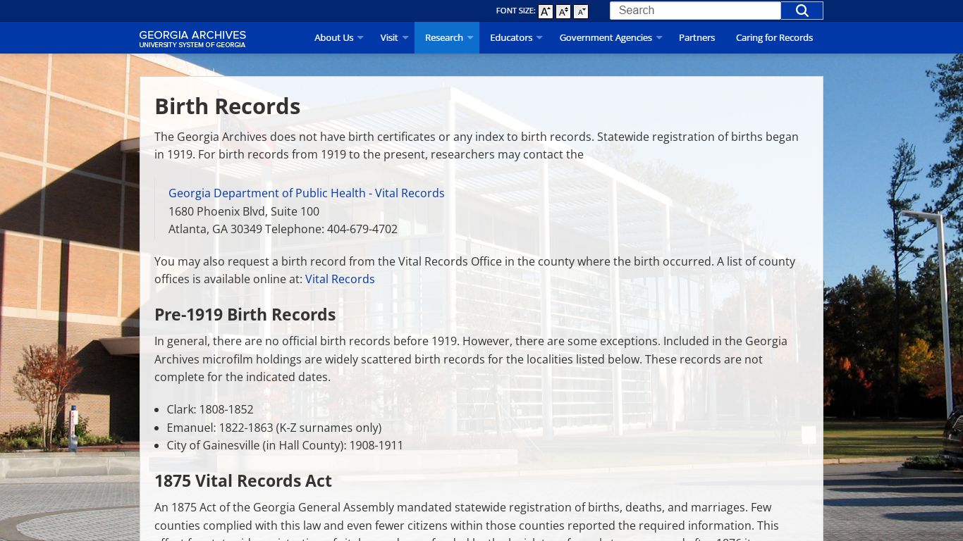 Birth Records | Georgia Archives